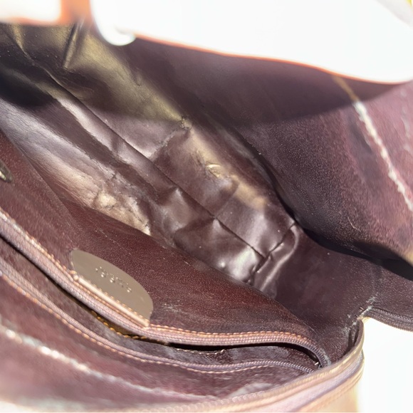 🤎 Vintage Gucci Brown Leather Boston Bag - Oversized Embossed GG Logo - Picture 9 of 12